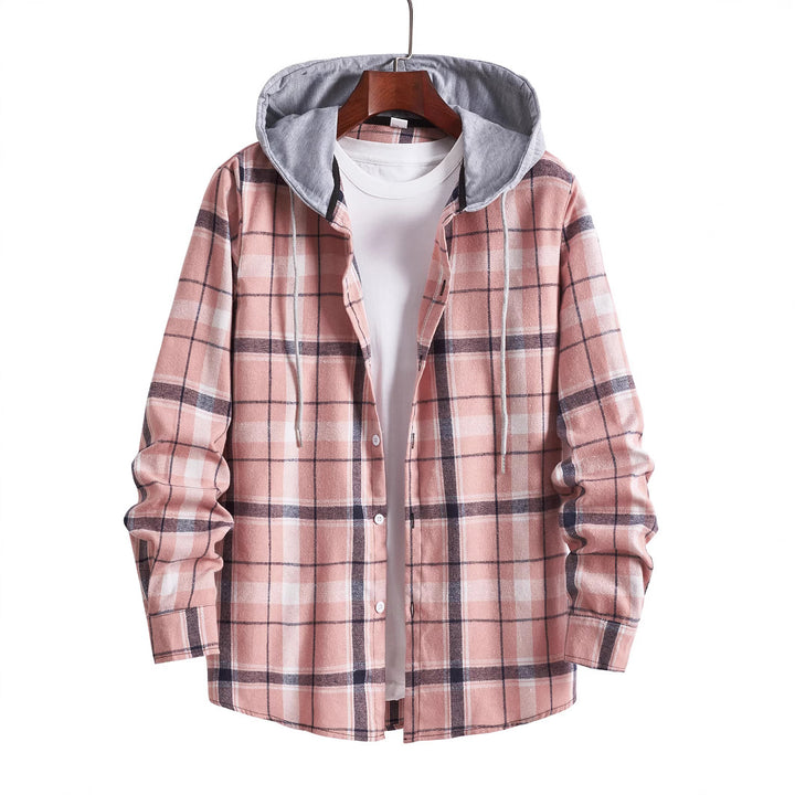 Herr overshirt med huva i modern rutdesign Mirla-Eva Jonsson