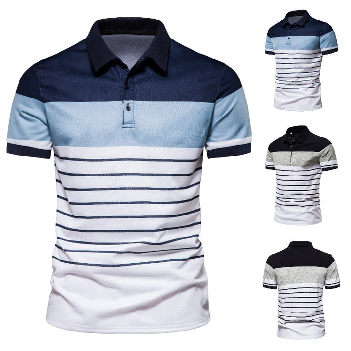 Herr polo shirt med modernt randmönster och andningsbara egenskaper Mirla-Eva Jonsson