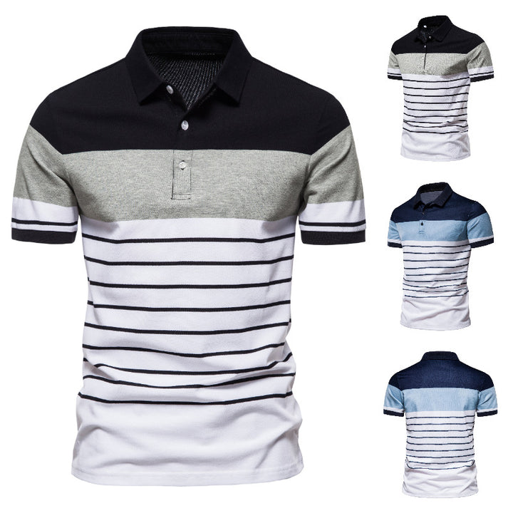 Herr polo shirt med modernt randmönster och andningsbara egenskaper Mirla-Eva Jonsson