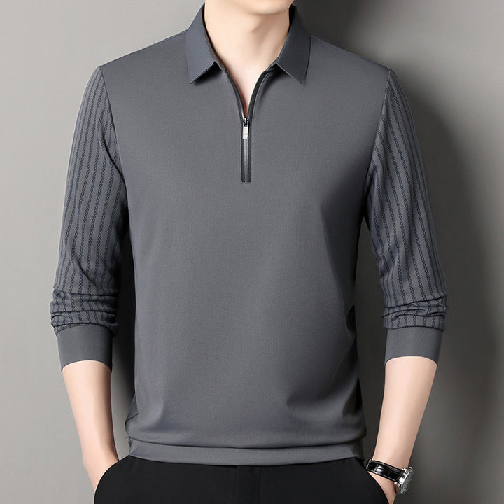 Herr polo tröja med dubbel ståkrage och andningsbara insatser Eva Jonsson-Eva Jonsson