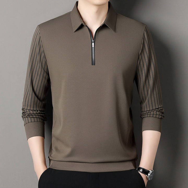 Herr polo tröja med dubbel ståkrage och andningsbara insatser Eva Jonsson-Eva Jonsson