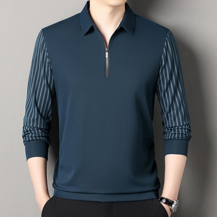 Herr polo tröja med dubbel ståkrage och andningsbara insatser Eva Jonsson-Eva Jonsson