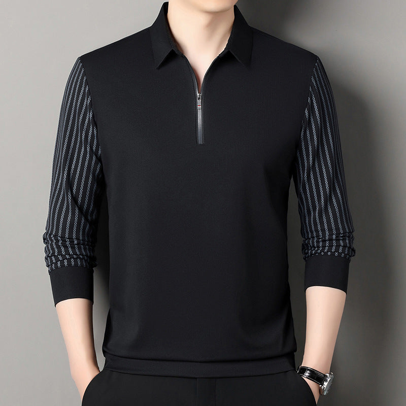 Herr polo tröja med dubbel ståkrage och andningsbara insatser Eva Jonsson-Eva Jonsson