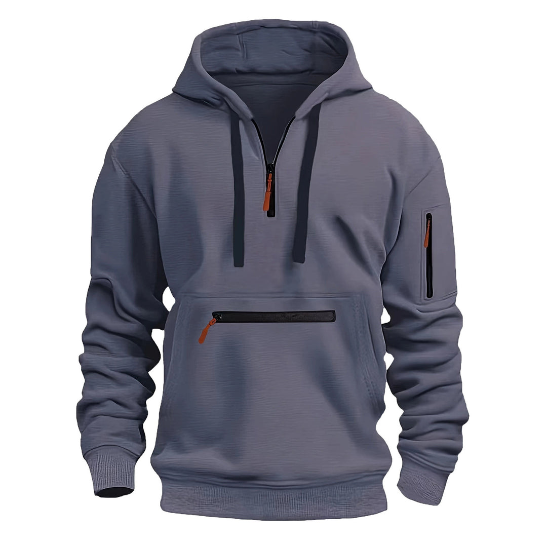 Herr praktisk zip-hoodie med reflekterande detaljer och olika fickor Mirla-Eva Jonsson