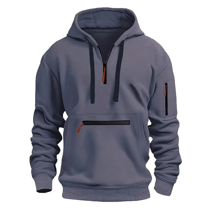 Herr praktisk zip-hoodie med reflekterande detaljer och olika fickor Mirla-Eva Jonsson