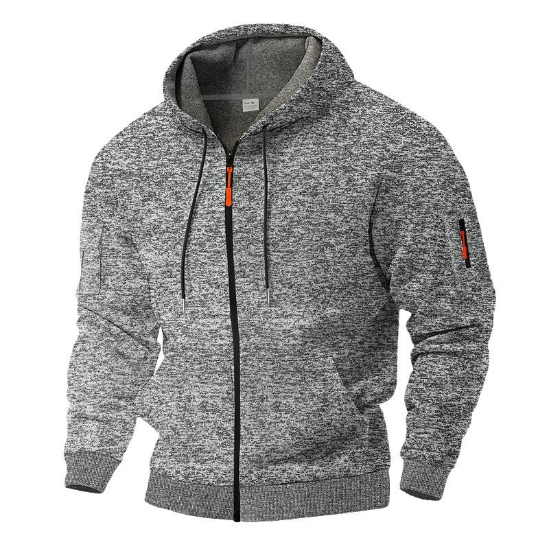 Herr sportig hoodie med genomgående dragkedja och praktiska fickor Mirla-Eva Jonsson