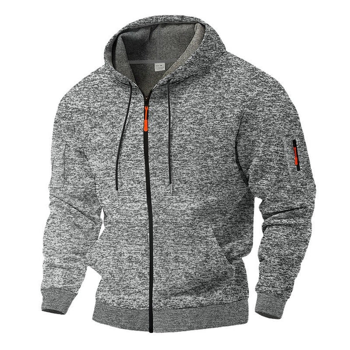 Herr sportig hoodie med genomgående dragkedja och praktiska fickor Mirla-Eva Jonsson