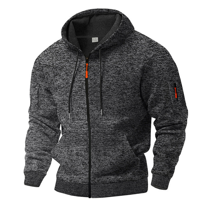 Herr sportig hoodie med genomgående dragkedja och praktiska fickor Mirla-Eva Jonsson
