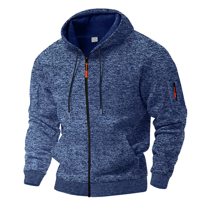 Herr sportig hoodie med genomgående dragkedja och praktiska fickor Mirla-Eva Jonsson