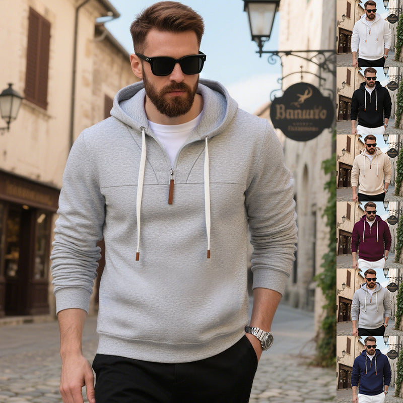Herr sportig hoodie med halv dragkedja och högkvalitativa material Mirla-Eva Jonsson