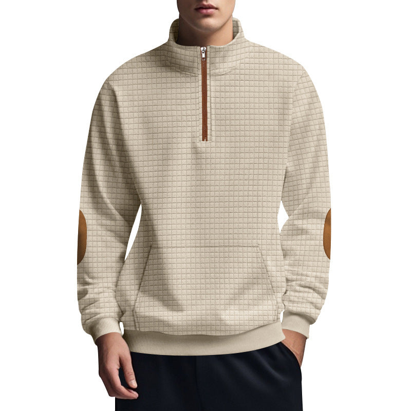 Herr sportig hoodie med halv dragkedja och strukturerad design Eva Jonsson-Eva Jonsson