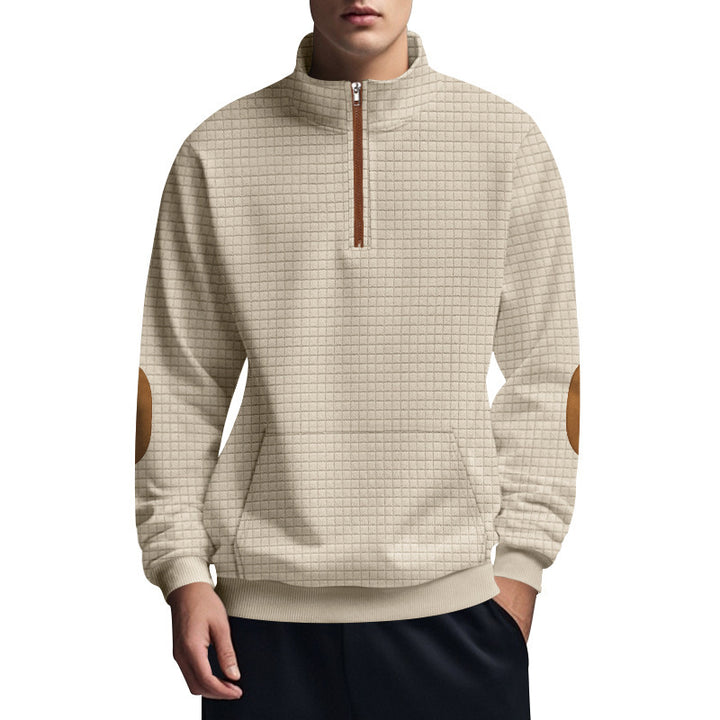 Herr sportig hoodie med halv dragkedja och strukturerad design Eva Jonsson-Eva Jonsson