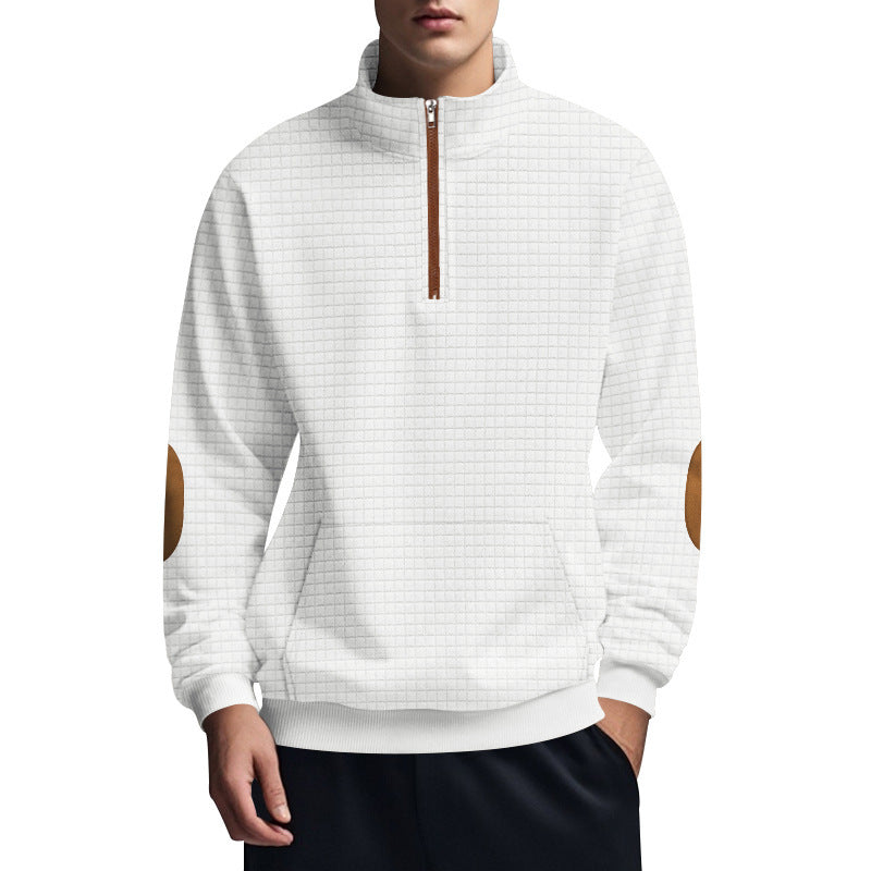 Herr sportig hoodie med halv dragkedja och strukturerad design Eva Jonsson-Eva Jonsson