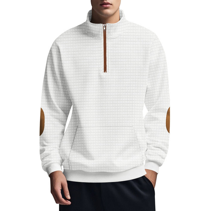 Herr sportig hoodie med halv dragkedja och strukturerad design Eva Jonsson-Eva Jonsson