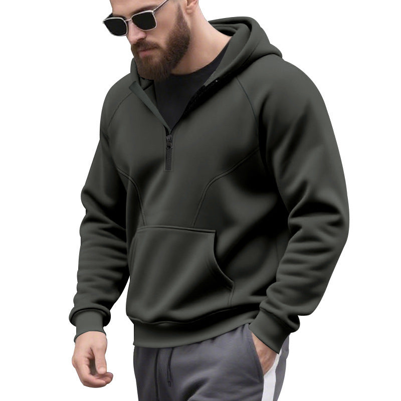 Herr sportig hoodie med kort dragkedjeöppning och kängurufickor Mirla-Eva Jonsson