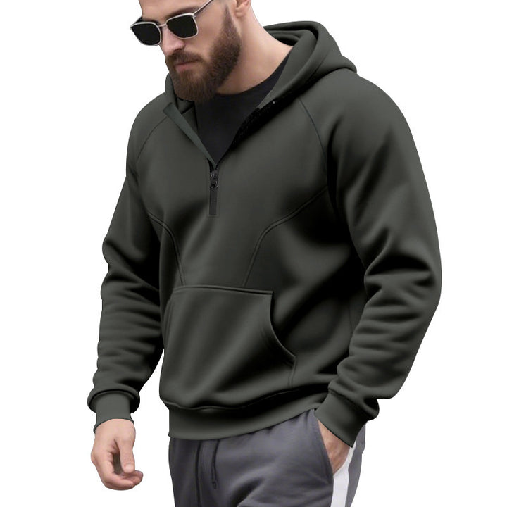 Herr sportig hoodie med kort dragkedjeöppning och kängurufickor Mirla-Eva Jonsson