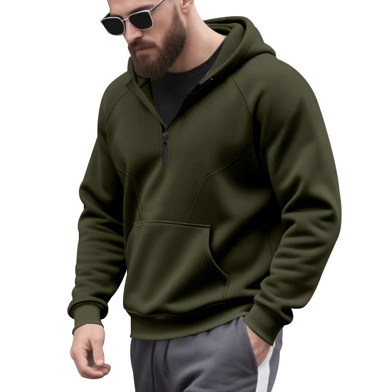 Herr sportig hoodie med kort dragkedjeöppning och kängurufickor Mirla-Eva Jonsson