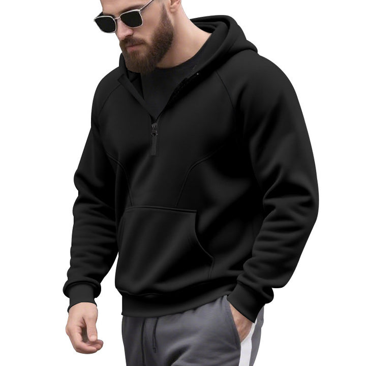 Herr sportig hoodie med kort dragkedjeöppning och kängurufickor Mirla-Eva Jonsson