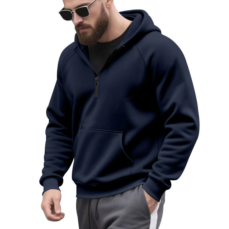 Herr sportig hoodie med kort dragkedjeöppning och kängurufickor Mirla-Eva Jonsson