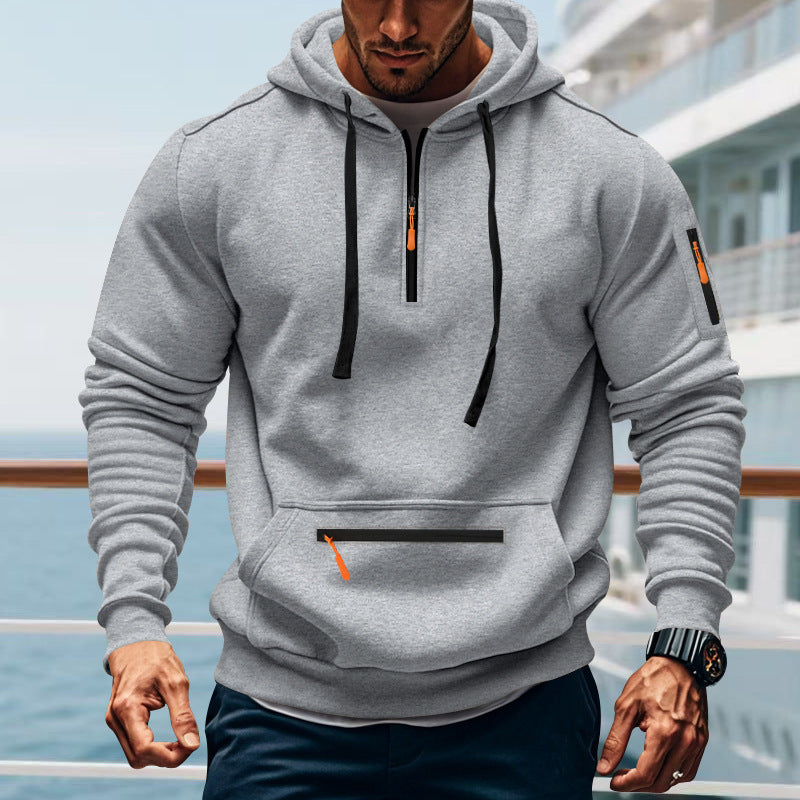 Herr sportig hoodie med praktisk tvåvägsdragkedja och sidofickor Eva Jonsson-Eva Jonsson