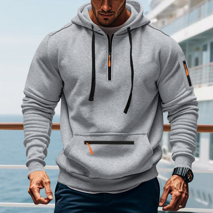 Herr sportig hoodie med praktisk tvåvägsdragkedja och sidofickor Eva Jonsson-Eva Jonsson