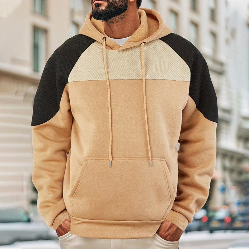 Herr sportig hoodie med strukturerad design och kontrastärmar Eva Jonsson-Eva Jonsson