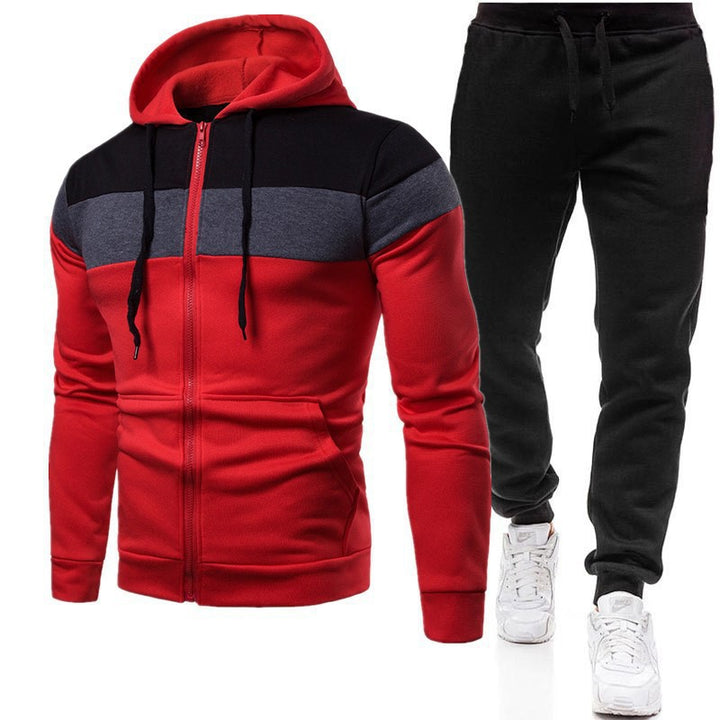 Herr sportig hoodie- och joggingset med kontrasterande färger Mirla-Eva Jonsson