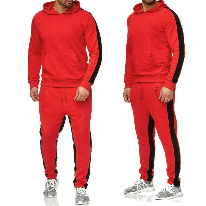 Herr sportig hoodie set med kontrasterande sidostråk Mirla-Eva Jonsson
