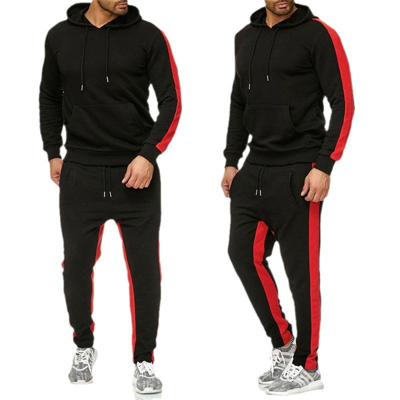 Herr sportig hoodie set med kontrasterande sidostråk Mirla-Eva Jonsson