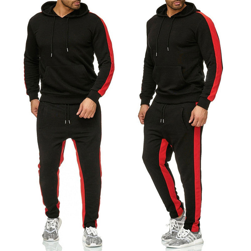 Herr sportig hoodie set med kontrasterande sidostråk Mirla-Eva Jonsson