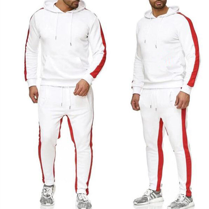 Herr sportig hoodie set med kontrasterande sidostråk Mirla-Eva Jonsson