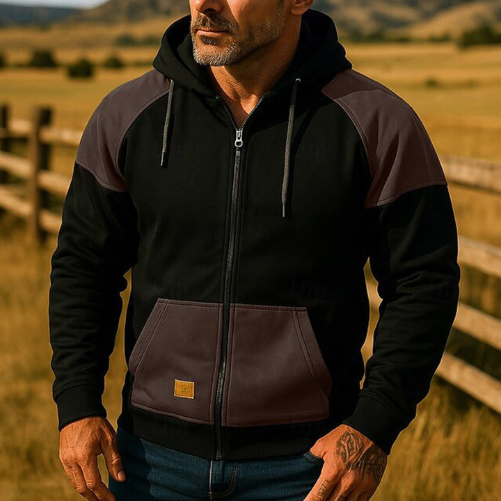 Herr sportig hoodiejacka med färgblockdesign Mirla-Eva Jonsson