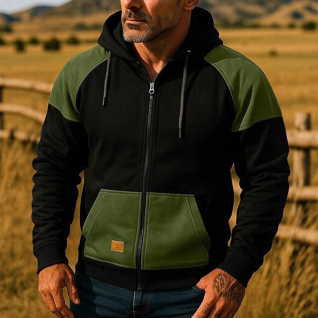 Herr sportig hoodiejacka med färgblockdesign Mirla-Eva Jonsson