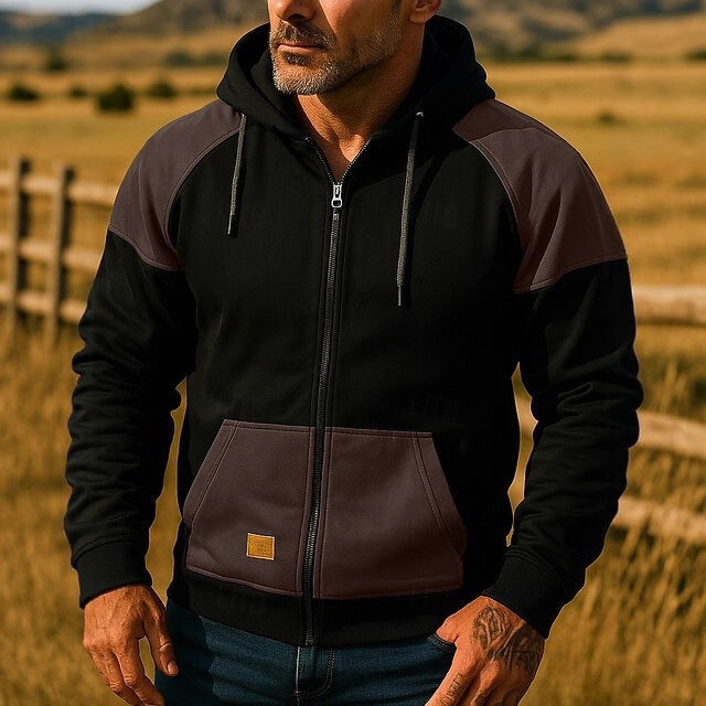Herr sportig hoodiejacka med färgblockdesign Mirla-Eva Jonsson