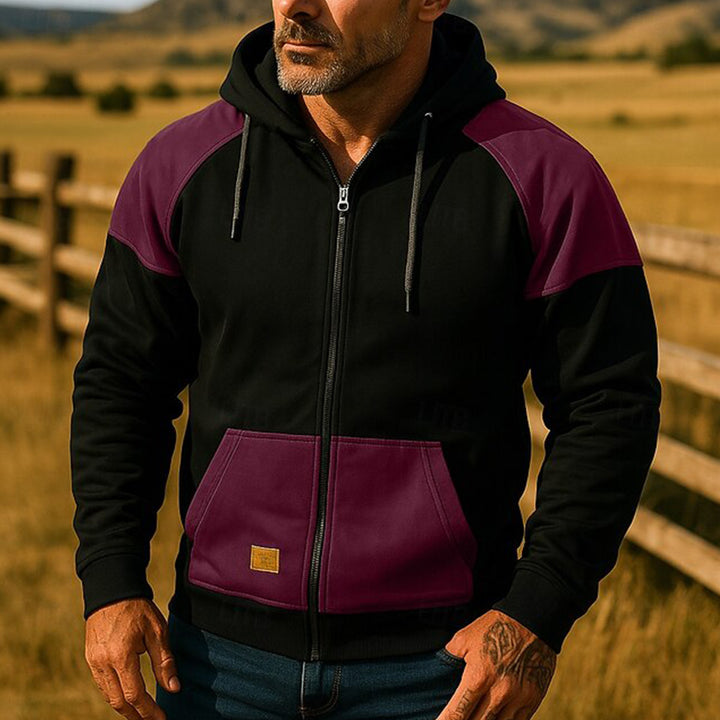 Herr sportig hoodiejacka med färgblockdesign Mirla-Eva Jonsson