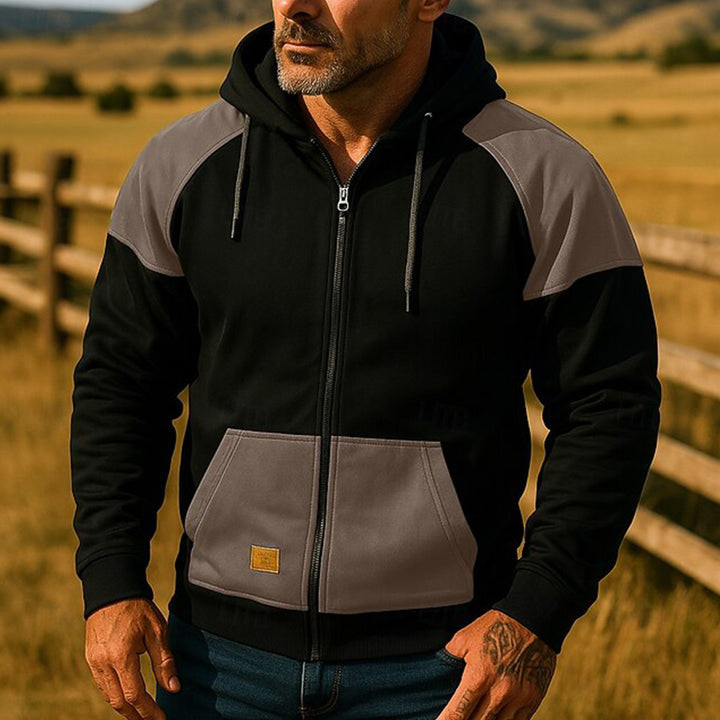 Herr sportig hoodiejacka med färgblockdesign Mirla-Eva Jonsson