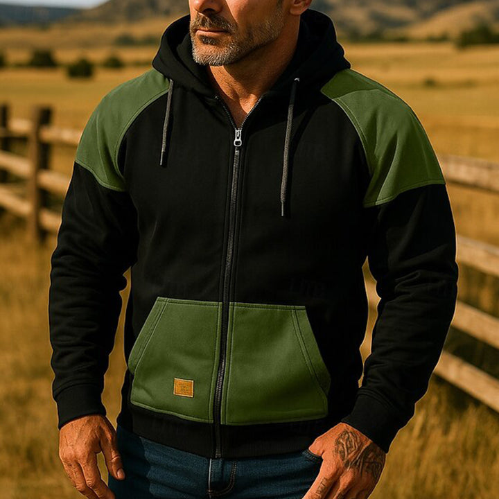 Herr sportig hoodiejacka med färgblockdesign Mirla-Eva Jonsson