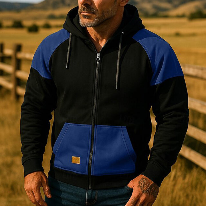 Herr sportig hoodiejacka med färgblockdesign Mirla-Eva Jonsson