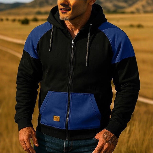 Herr sportig hoodiejacka med färgblockdesign Mirla-Eva Jonsson