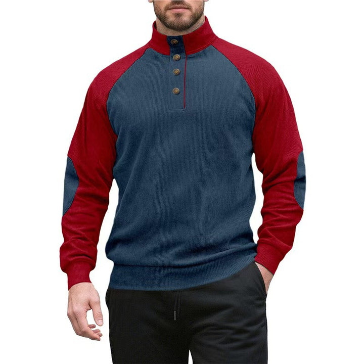 Herr sportig ståkrage tröja med strukturerad fleece-look Mirla-Eva Jonsson