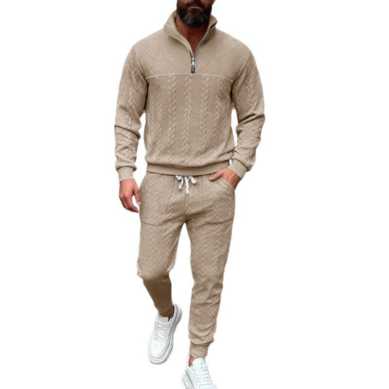 Herr sportigt fritids-set med strukturerad sweatmaterial och sidoväskor med dragkedja Mirla-Eva Jonsson