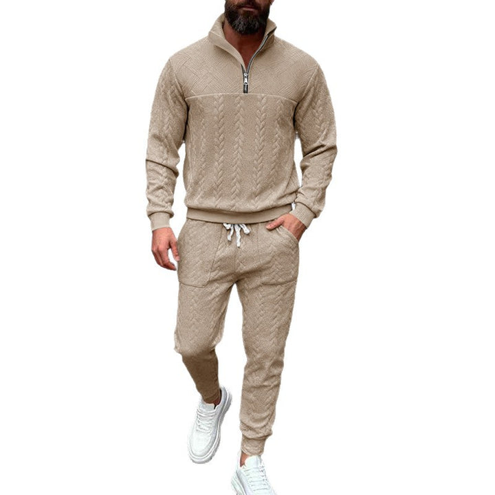 Herr sportigt fritids-set med strukturerad sweatmaterial och sidoväskor med dragkedja Mirla-Eva Jonsson