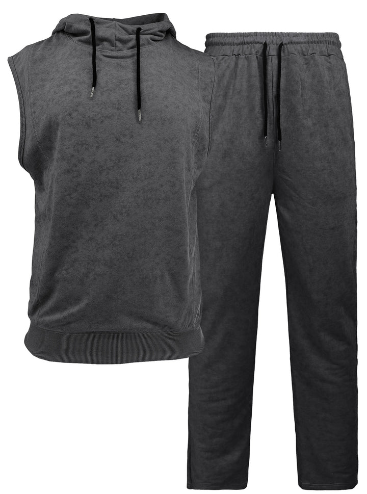 Herr sportigt hoodie-set med ärmlös topp och bekväm joggingbyxa Mirla-Eva Jonsson