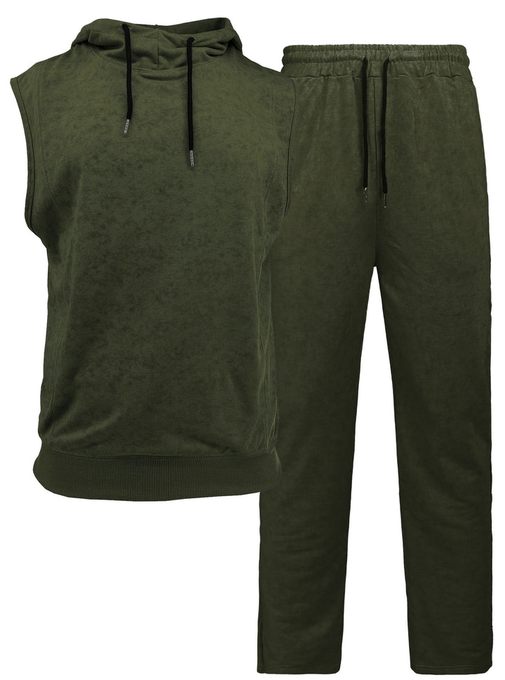 Herr sportigt hoodie-set med ärmlös topp och bekväm joggingbyxa Mirla-Eva Jonsson