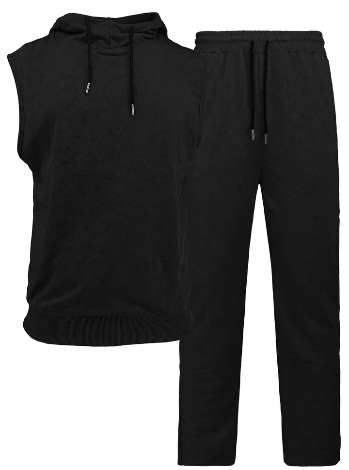 Herr sportigt hoodie-set med ärmlös topp och bekväm joggingbyxa Mirla-Eva Jonsson