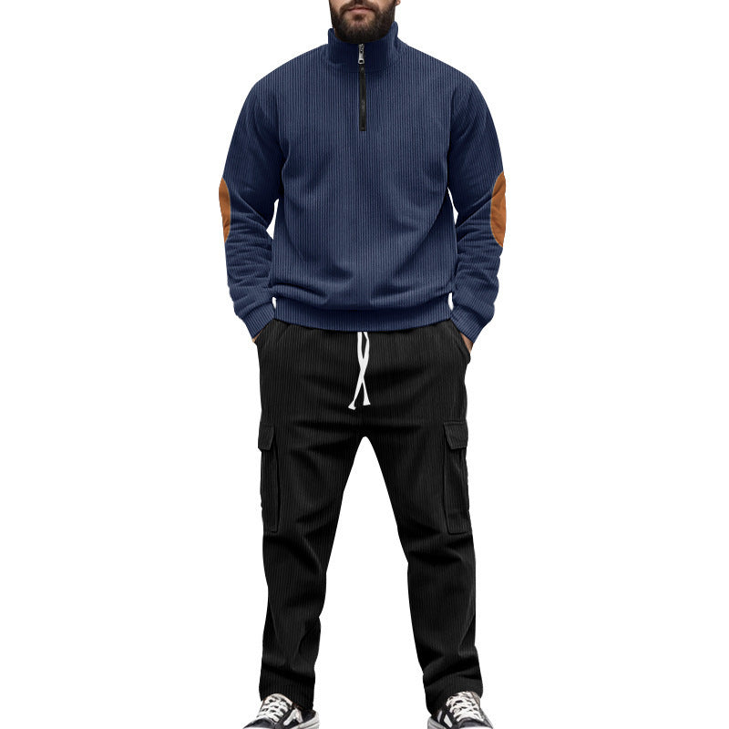 Herr sportigt sweatshirth med halvdäckta dragkedjan och cargo-byxor Mirla-Eva Jonsson