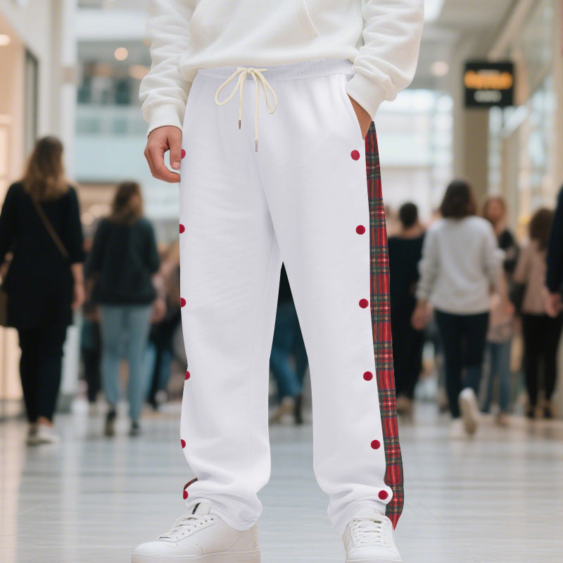 Herr sporty jogging trousers with side snaps and checked design Eva Jonsson-Eva Jonsson