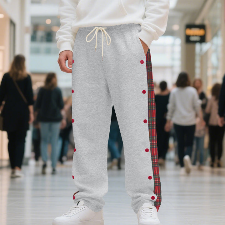 Herr sporty jogging trousers with side snaps and checked design Eva Jonsson-Eva Jonsson