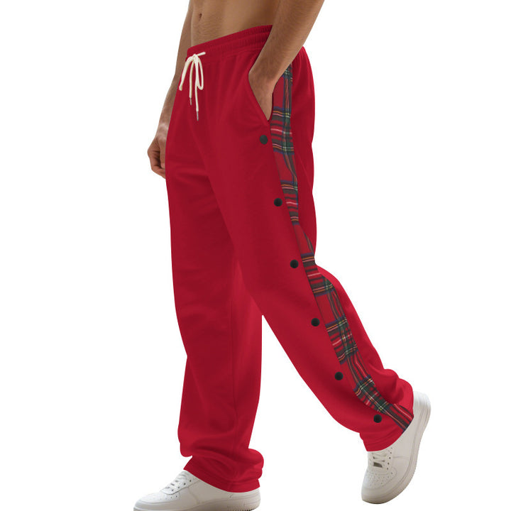 Herr sporty jogging trousers with side snaps and checked design Eva Jonsson-Eva Jonsson