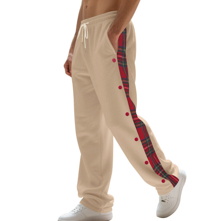 Herr sporty jogging trousers with side snaps and checked design Eva Jonsson-Eva Jonsson
